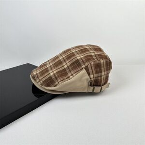 Women's Plaid Brown and Tan Hat